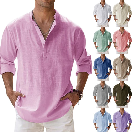 🔥Summer Hot Sale🔥Men's Cotton Linen Casual Long Sleeve Shirt