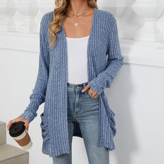 Women's Cozy Autumn Ribbed Knit Cardigan