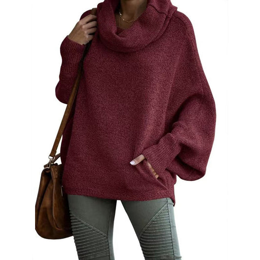 -69%!Women's Batwing Cowl Neck Sweater with Pocket
