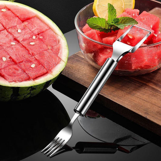 🍉2 in 1 Stainless Steel Fruit Cutter Fork Slicer