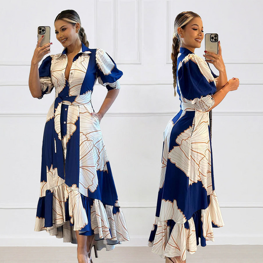 ✨ 50% OFF!🔥Women's Waist-cinched Printed Shirt Dress