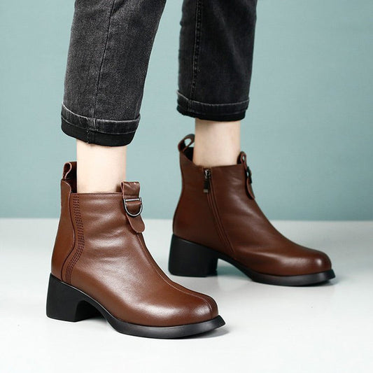🥾Retro Round Toe Chunky Block Heel Ankle Boots