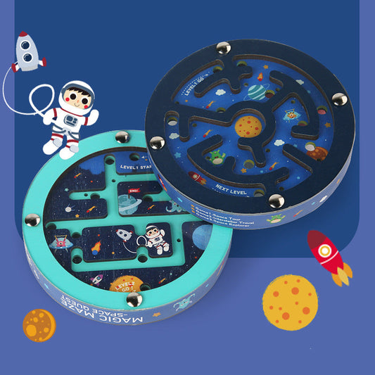Double-Sided Wooden Marble Maze Game Toy