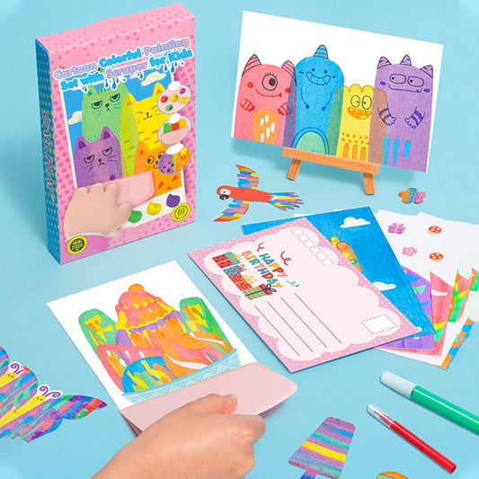 🎨🔥Cartoon Colorful Painting Set with Scraper for Kids