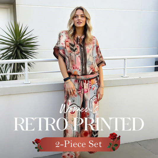Women's Printed Top & Wide Leg Pants 2-Piece Set 🔥Free delivery and delivery within five working days
