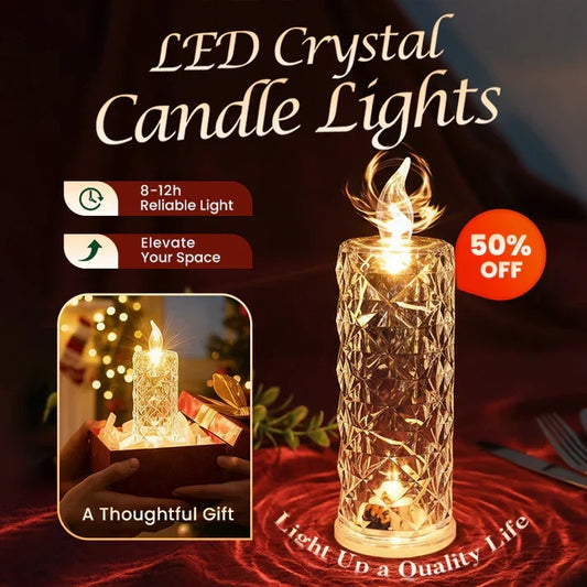 🔥Christmas 70% OFF🎁LED Crystal Candle Lights- Romantic Tabletop Night Lights