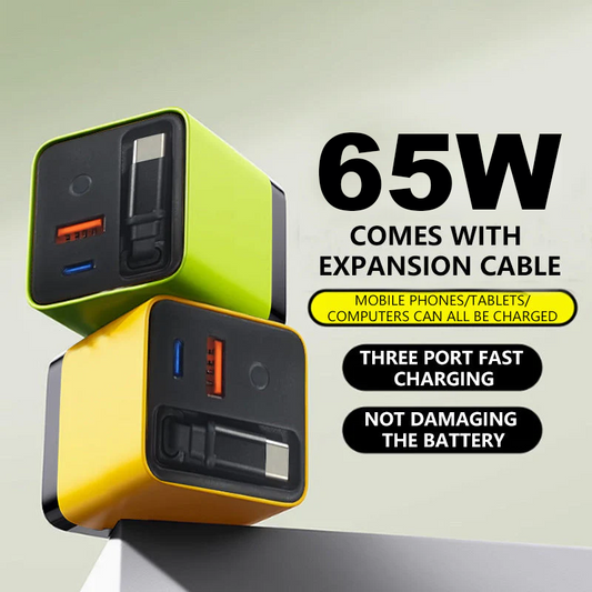 🏆 Last Day Special Price £11.98! 🔌65W Fast Charging Phone Charger Block with Retractable 80cm Type‑C