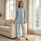 💥Free delivery on single items!👗 Women’s two-piece set—a layered, asymmetrical long-line top and printed wide-leg trousers, breathable and comfortable✨