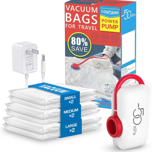 🧳 50% OFF HOT DEAL ! ⚡ Pack of 6 Compression Bags for USB Electric Vacuum Cleaner – Space-Saving Storage, Airtight Seal, Reusable & Durable 🌀Delivered within 5 working days☀️