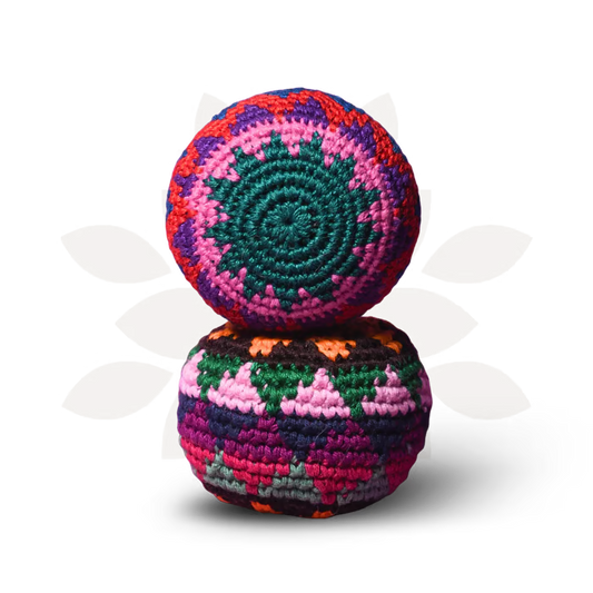 Knit Multicolor Hacky Sack Stress Ball Foot Sack Crochet (2.5" Diameter)