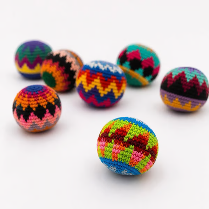 Knit Multicolor Hacky Sack Stress Ball Foot Sack Crochet (2.5" Diameter)