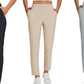 🍃Women's Elastic High-Waist Pants - Secure Pockets, Slim Fit, UK Sizes