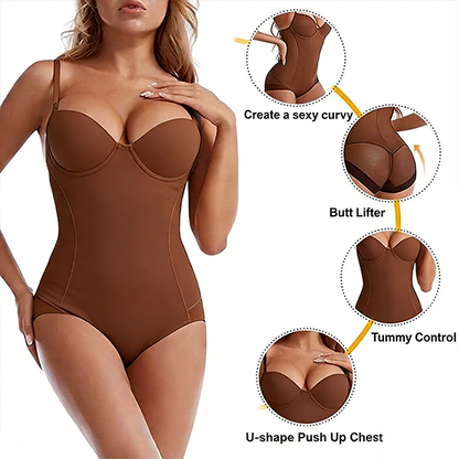 🏆 Last Day Special Price $17.99 !Shapewear Bodysuit with Bra | Ruched Slimming Adjustable Waist✨