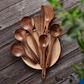 🌿 Natural Eco-Friendly Wooden Cooking Utensil Set – 100% Natural Wood, Gentle on Pots & Coatings