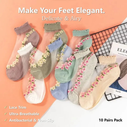 🔥While Supplies Last 50% OFF!🌺Floral Lace Women's Spring Summer Ankle Socks