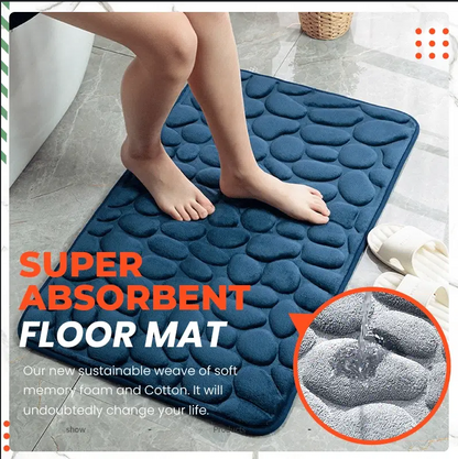 🛁 Memory Foam Pebble Bath Mat with a Non-Slip Backing