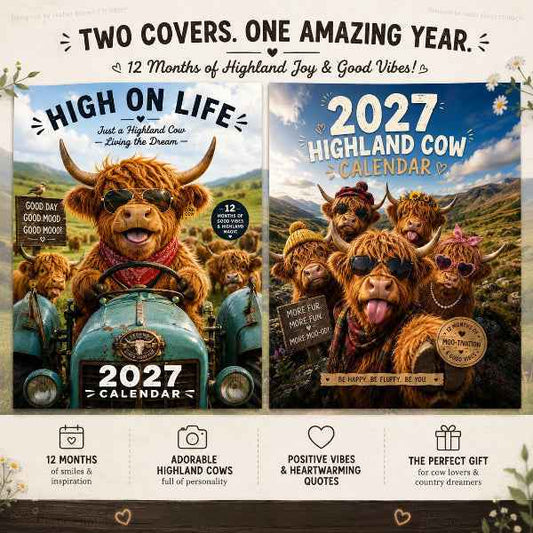 🔥New Hot Selling-60% Off!!🐮2027 Funny Highland Cow Wall Calendar | A4 Hanging Calendar | Designed by Isabel Kline