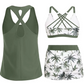 Women's 3-Piece Swimsuit Tankini Set with Shorts