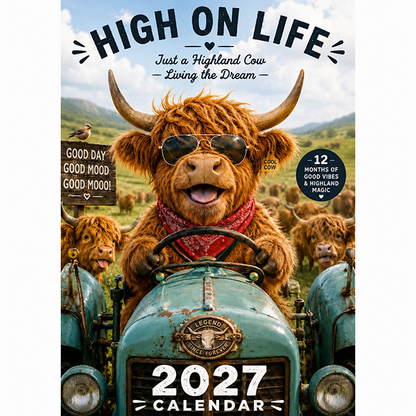 🔥New Hot Selling-60% Off!!🐮2027 Funny Highland Cow Wall Calendar | A4 Hanging Calendar | Designed by Isabel Kline