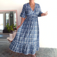💥Limited time special price ￡13.99!💐✨Bohemian casual print V-neck waist wrap long dress