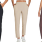 🍃Women's Elastic High-Waist Pants - Secure Pockets, Slim Fit, UK Sizes