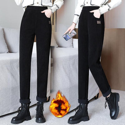 🎁 HOT SALE: 60% OFF! 🧥 Women's High-Waist Warm Fleece-Lined Pants – Soft, Elastic Waistband & Cozy for Cold Weather ❄️👖📦