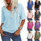 🔥Women's Solid Color V-Neck T-shirt🍃Delivered within five working days