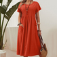 🌸 50% OFF NOW! 👗 Women’s Pleated Short-Sleeve Dress with Pockets – Soft Cotton-Linen Blend ☀️Delivered within 5 working days👜