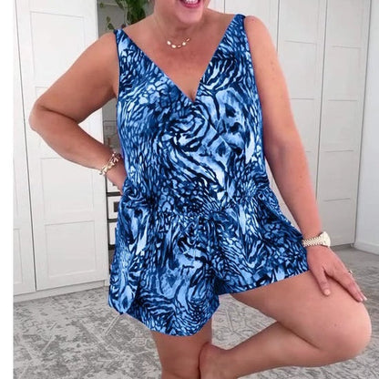 🌸Summer Hot Sale 49%OFF🌸Sleeveless V-Neck Printed Swimsuit 😍Delivered within 5 working days