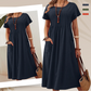 🌸 50% OFF NOW! 👗 Women’s Pleated Short-Sleeve Dress with Pockets – Soft Cotton-Linen Blend ☀️Delivered within 5 working days👜
