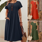 🌸 50% OFF NOW! 👗 Women’s Pleated Short-Sleeve Dress with Pockets – Soft Cotton-Linen Blend ☀️Delivered within 5 working days👜