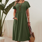 🌸 50% OFF NOW! 👗 Women’s Pleated Short-Sleeve Dress with Pockets – Soft Cotton-Linen Blend ☀️Delivered within 5 working days👜