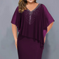 🌸2026 Summer Specials💐Rhinestone V-Neck Cape Dress with Chiffon Overlay