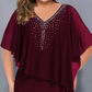 🌸2026 Summer Specials💐Rhinestone V-Neck Cape Dress with Chiffon Overlay