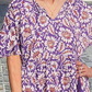 V-Neck Printed Midi Dress