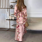 Women’s Ethnic Print Top & Wide Leg Pants 2-Piece Set