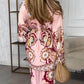 Women’s Ethnic Print Top & Wide Leg Pants 2-Piece Set