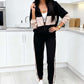 Women's Casual Color-Block Tracksuit: Hooded Zip Jacket & Jogger Pants