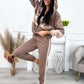 Women's Casual Color-Block Tracksuit: Hooded Zip Jacket & Jogger Pants