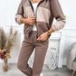 Women's Casual Color-Block Tracksuit: Hooded Zip Jacket & Jogger Pants