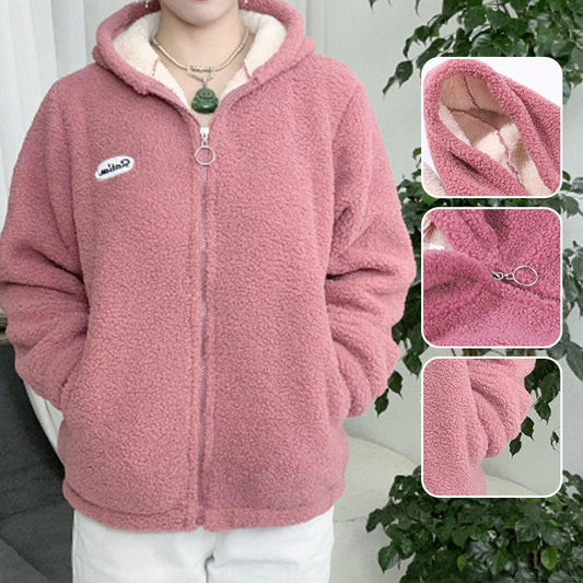 ❄🔥Women's Cozy Oversized Fuzzy Jacket with Zipper & Stand Collar