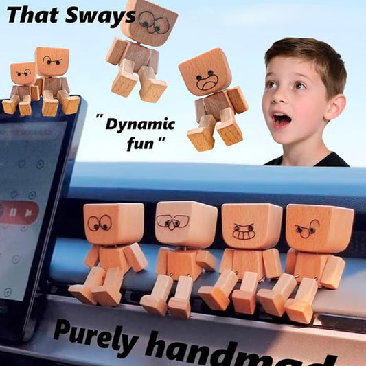 Charming Little Wooden Figure That Sways with 12PCS Expressions