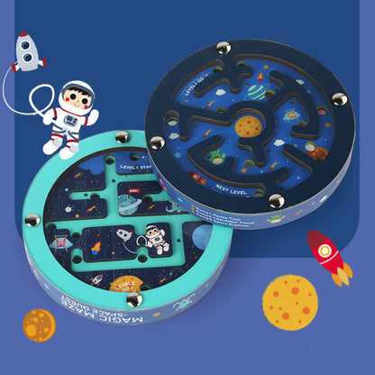 Double-Sided Wooden Marble Maze Game Toy