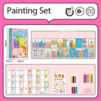 🎨🔥Cartoon Colorful Painting Set with Scraper for Kids