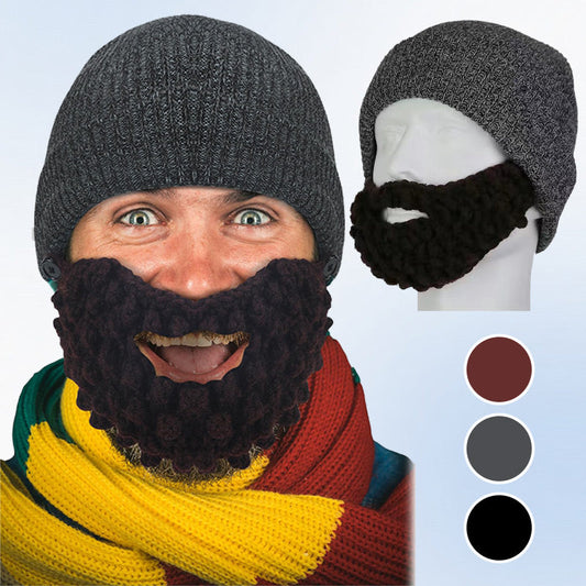 🤣Warm Wacky Funny Knit Hat and Removable Beard Facemask