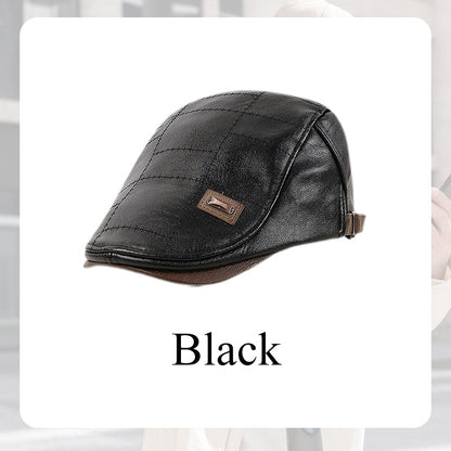 Men's Trendy  PU Leather Ivy Cap