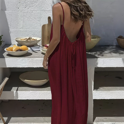 Women's Casual Backless Spaghetti Strap Maxi Dress
