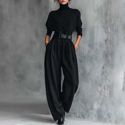 Women’s Elegant Turtleneck Top & High-Waist Pants Set