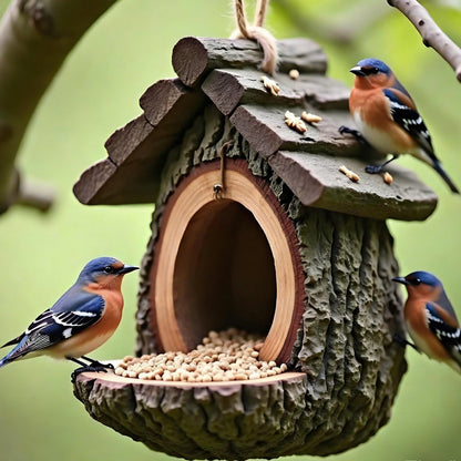 🐦 50% OFF NOW! 🏡 Outdoor Bird Feeder – Realistic Tree Stump Design, Attracts Wild Birds & Weather-Resistant Garden Decor 🌿