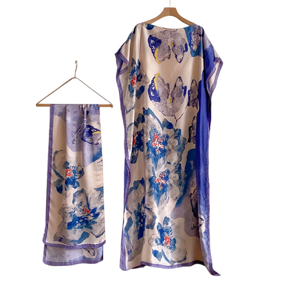 Women's Printed Shawl & Maxi Dress Set